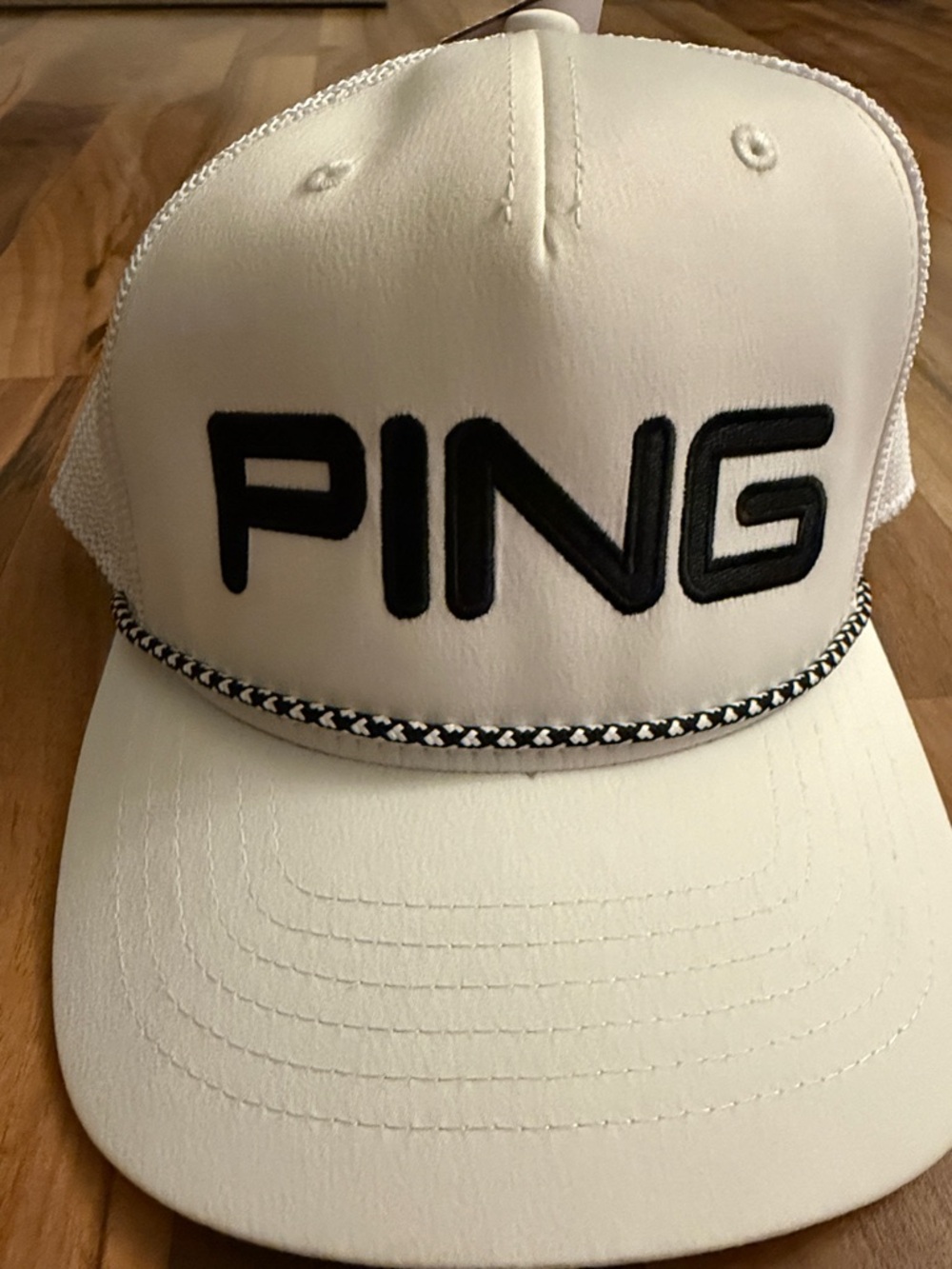 PING White rope Hat with Black Logo